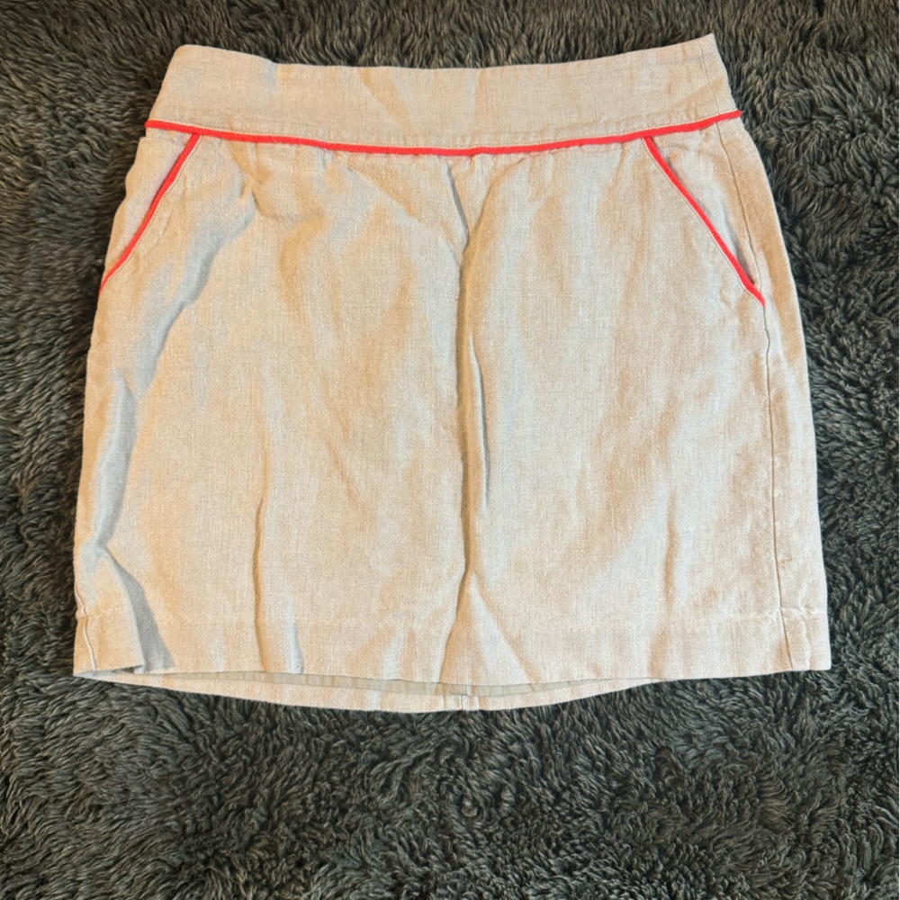 Ann Taylor Loft tan skirt with pink accents size 4